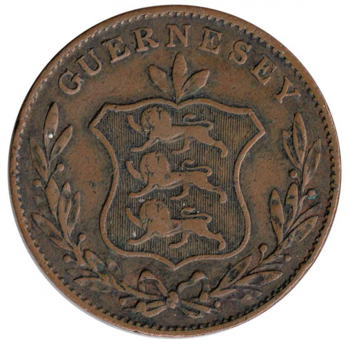 () Монета Остров Гернси 1834 год   &quot;&quot;   Серебрение  VF